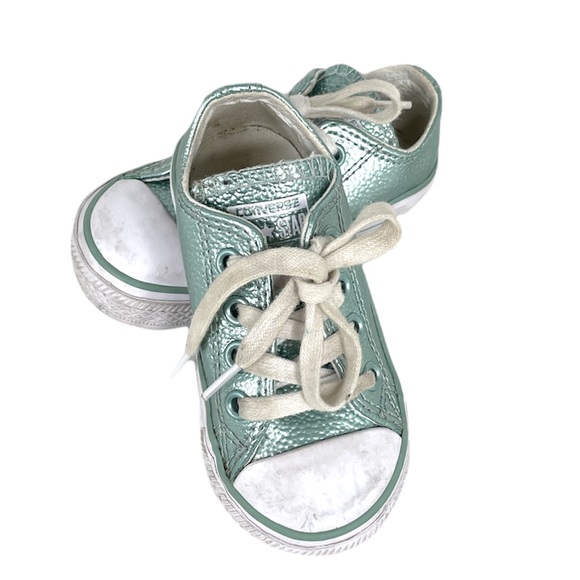 Converse Pebble Leather Low Tops, Mint Green, Toddler 5 - Picture 9 of 9